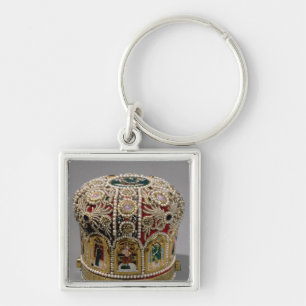 Mitre crown set with pearls and precious key ring