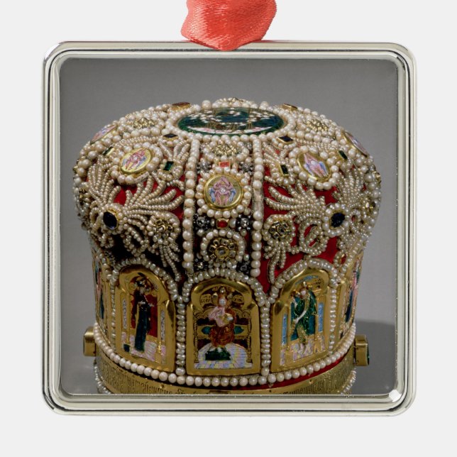 Mitre crown set with pearls and precious metal tree decoration (Front)