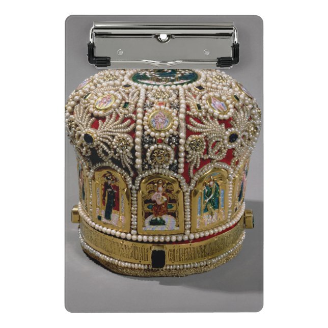 Mitre crown set with pearls and precious mini clipboard (Front)