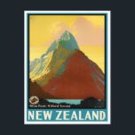 Mitre Peak New Zealand vintage travel Postcard<br><div class="desc">Mitre Peak New Zealand vintage travel Postcard</div>
