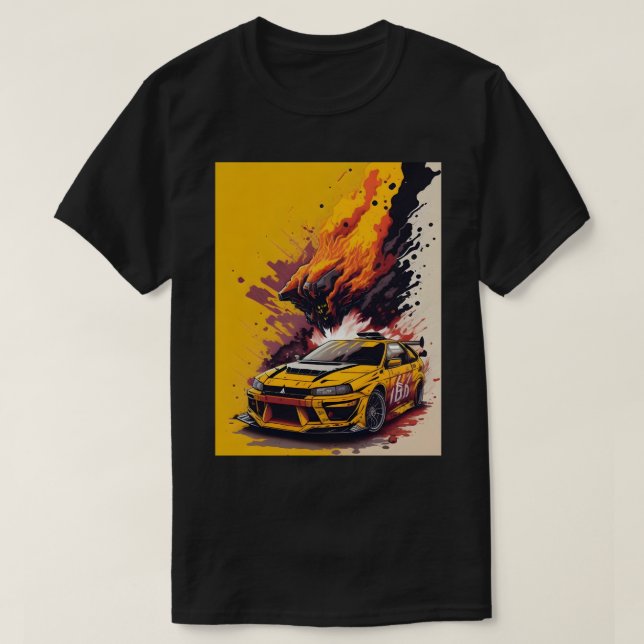 Mitsubishi EVO Coolest Car in Yellow  T-Shirt (Design Front)