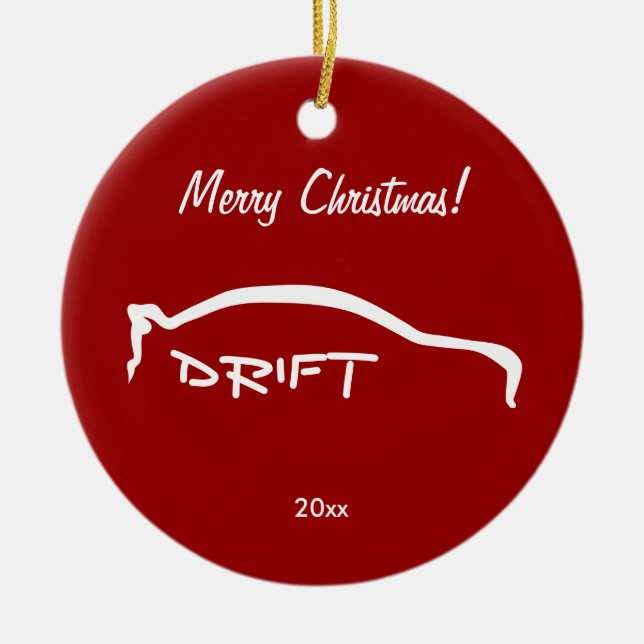 Mitsubishi EVO Drift silhoutte Ceramic Tree Decoration (Front)