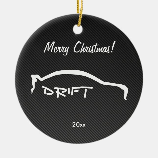 Mitsubishi EVO Drift silhoutte faux carbon Ceramic Tree Decoration (Front)