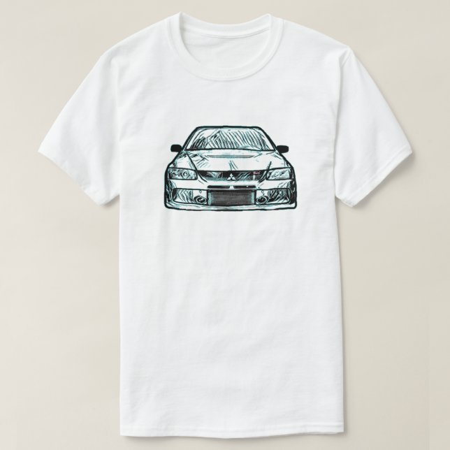 Mitsubishi Evolution Evo Eight AWD Turbo Rally T-Shirt (Design Front)