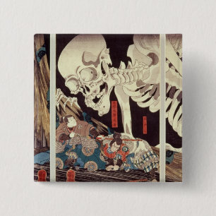 Mitsukini Defying the Skeleton Spectre, c.1845 15 Cm Square Badge