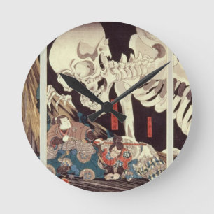 Mitsukini Defying the Skeleton Spectre, c.1845 Round Clock