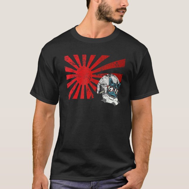 Mitsune Japanese Cat Chilling Mask Art Sunset Anim T-Shirt (Front)
