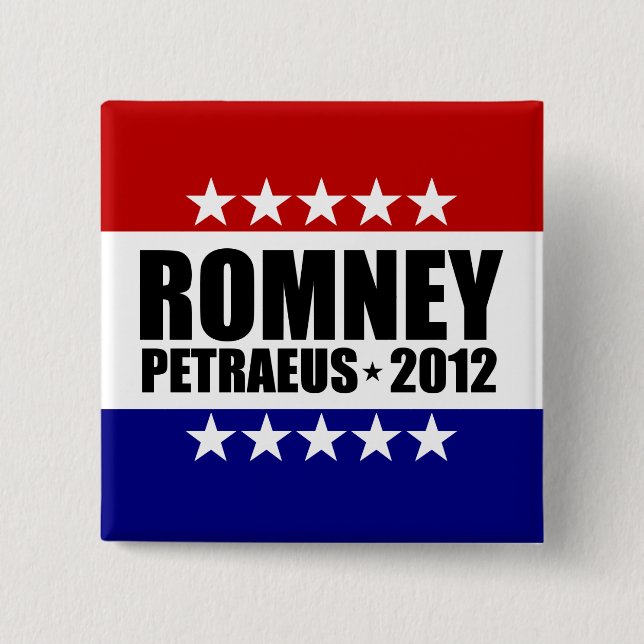 Mitt Romney David Petraeus 2012 15 Cm Square Badge (Front)