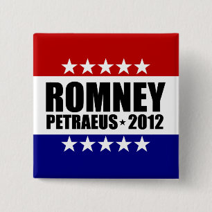 Mitt Romney David Petraeus 2012 15 Cm Square Badge