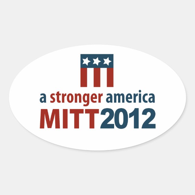Mitt Romney for a Stronger America Oval Sticker (Front)