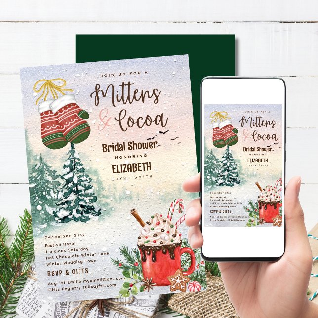 Mittens and Cocoa Bridal Shower Winter Wedding Invitation (Digital or Printed or Both!
Print at home and save on shipping and postage)