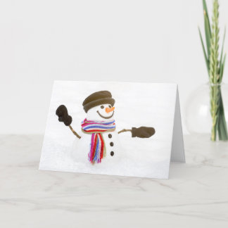 Mittens for Detroit Snowman Holiday Card