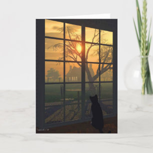 Mittens Wills the Sun to Set Card