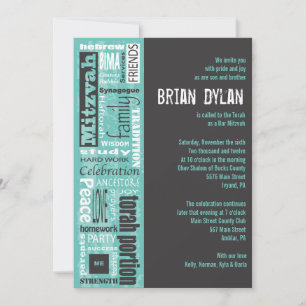 MITZVAH WORDS SAYINGS Bar Bat Invitation Invite