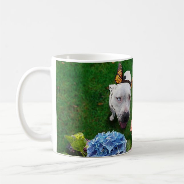 Mitzy the Mariposa (Dog with butterfly wings) Coffee Mug (Left)