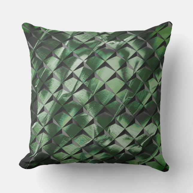 Mix 3D squares with dark green image of background Cushion (Front)