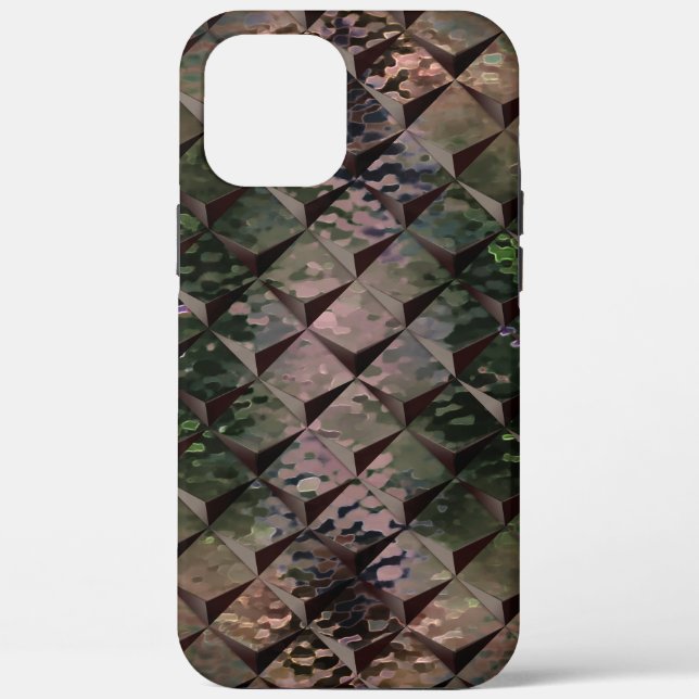Mix 3D squares with hammered glass of background T Case-Mate iPhone Case (Back)