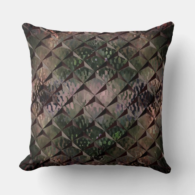 Mix 3D squares with hammered glass of background T Cushion (Front)
