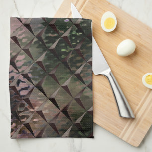 Mix 3D squares with hammered glass of background T Tea Towel