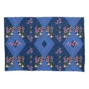 Mix blues & tectured diamond pattern  pillow case