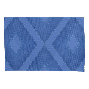 Mix blues & tectured diamond pattern  pillowcase