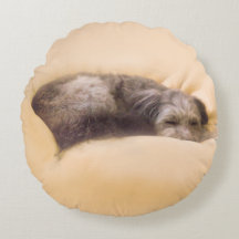 Mix dogs and blissful sleep (yellow) round cushion