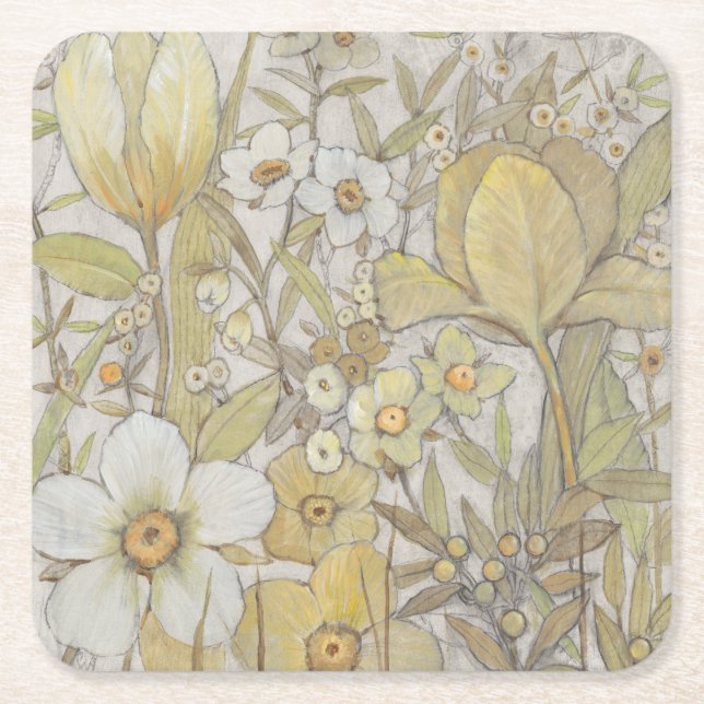 Mix Floral Square Paper Coaster (Front)