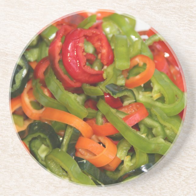 Mix, Match and Cut Up Peppers Coaster (Front)