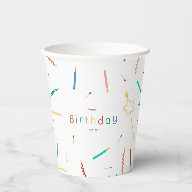 Mix + Match Candles Birthday Party Paper Cups (Front)