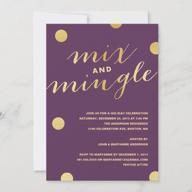 MIX & MINGLE GOLD DOTS | HOLIDAY PARTY INVITATION (Front)