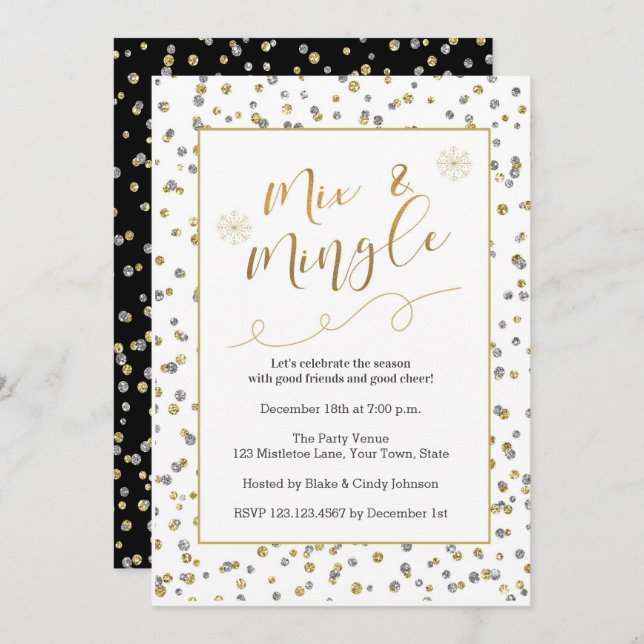 Mix & Mingle Holiday Faux Glitter Party Invitation (Front/Back)