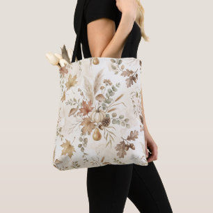 Mix Of Autumn Botanicals And Vintage Tote Bag