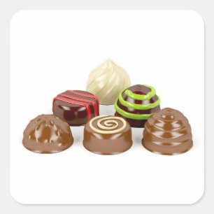 Mix of chocolate candies square sticker