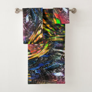 Mix of colourful virtual art inspired by urban art bath towel set