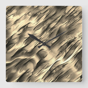 Mix of opaque and chrome beige undulating stain square wall clock