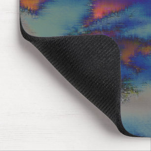 Mix of orange & blue stained with scratched effect mouse pad