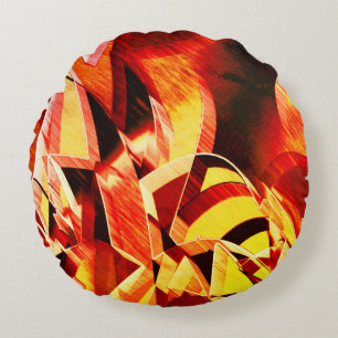 Mix of yellowing with dark red, strong streaked round cushion
