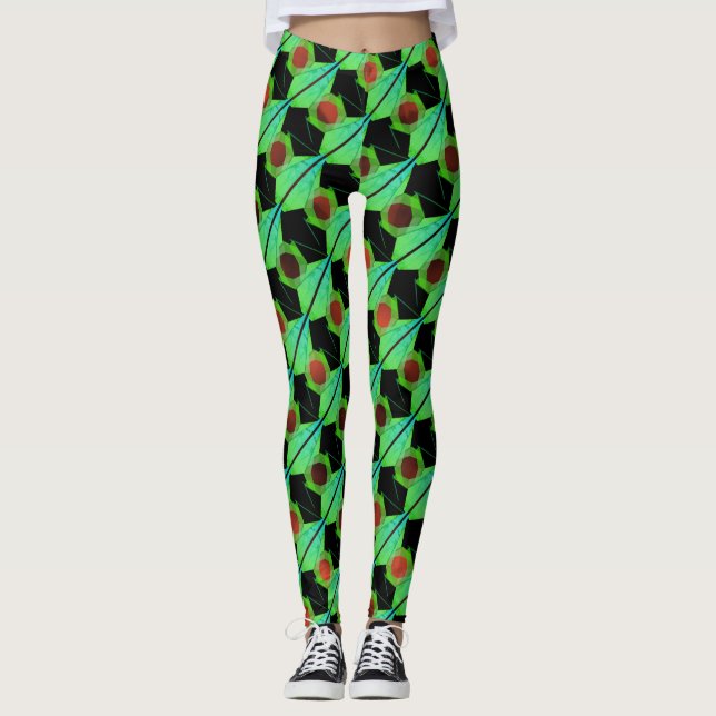 Mix rapport stripes, circles or reddish hexagon leggings (Front)