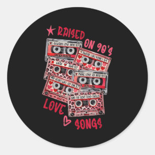 Mix Tape Love Songs 90s Music Cette Valentine Retr Classic Round Sticker
