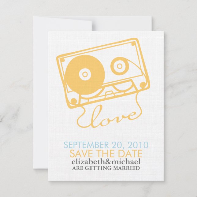 Mix tape of Love Save the Date Announcements (Front)