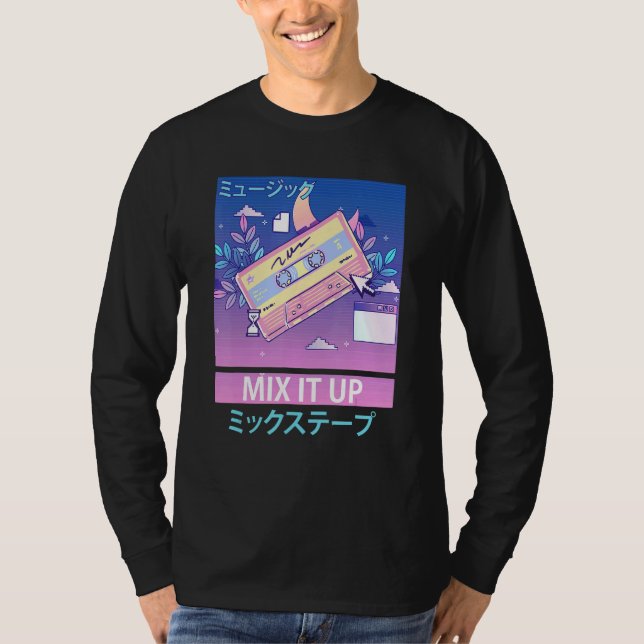 Mix Tape Retro 80s Japanese Otaku Aesthetic Vaporw T-Shirt (Front)