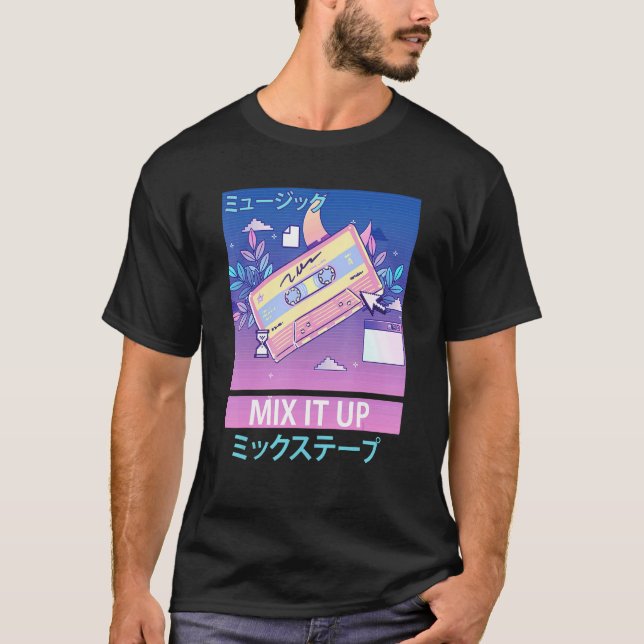 Mix Tape Retro 80s Japanese Otaku Aesthetic Vaporw T-Shirt (Front)