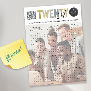 Mix Typography 2027 Calendar Photo Magnetic Card