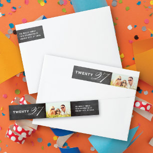 Mix Typography 2027 Simple Modern New Year Photo Wrap Around Label