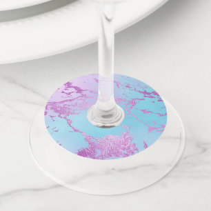 Mixed Abstract Watercolor Sparkle Print Pattern Wine Glass Tag