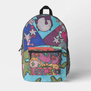 Mixed Abstraction Printed Backpack