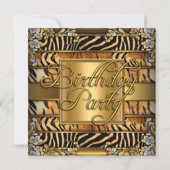 Mixed Animal Print Woman's Birthday Party Invitation (Front)