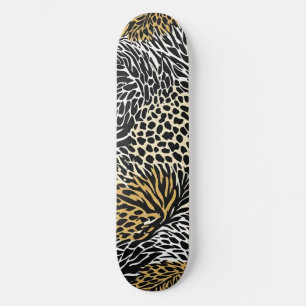 Mixed Animal Print Zebra Leopard Tiger Mixed Print Skateboard