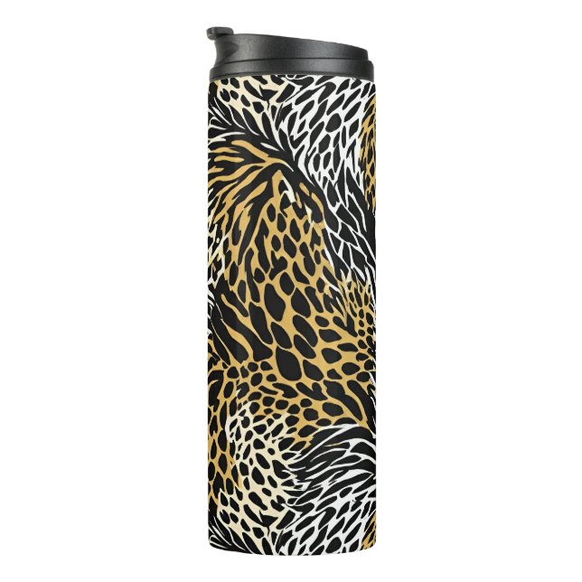Mixed Animal Print Zebra Leopard Tiger Mixed Print Thermal Tumbler (Rotated Right)