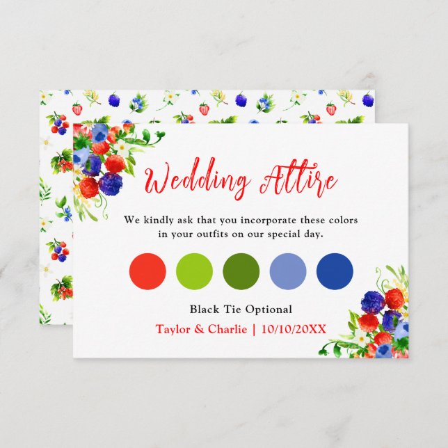 Mixed Berries Wedding Attire Dress Code Enclosure Card (Front/Back)